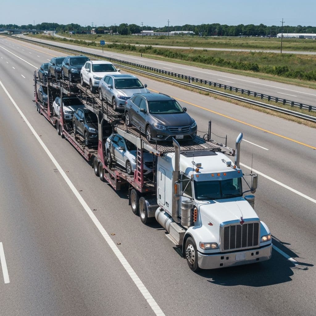 Auto transport truck on highway